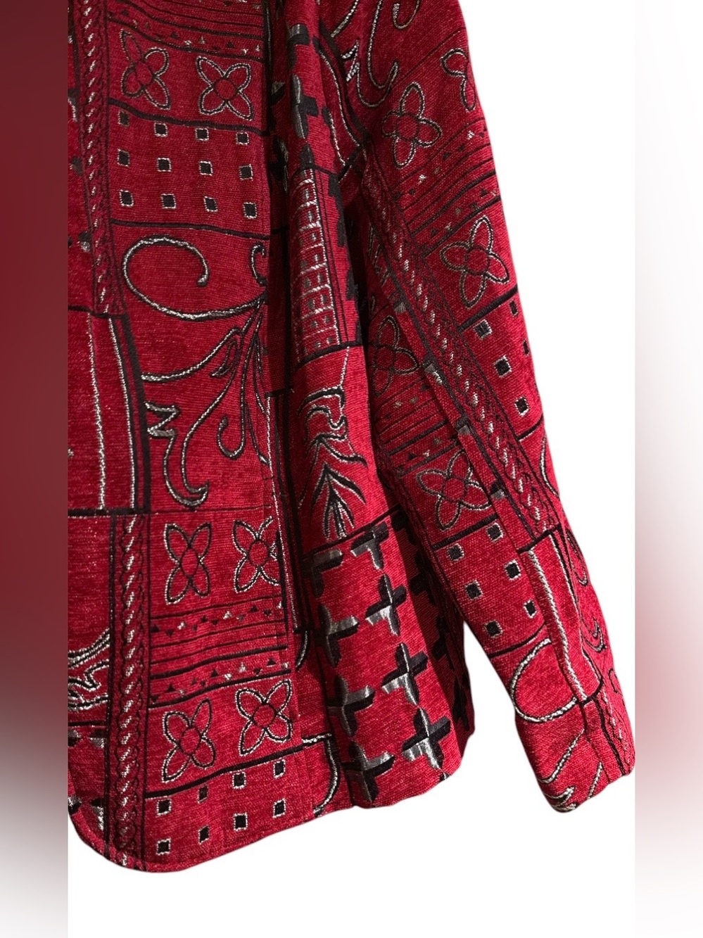 Dressbarn red tapestry zip up jacket - Picture 3 of 6